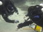 rebreather divers check the PO2 on the Megalodon rebreathers in cyprus