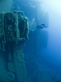 Lorry Hanging from the deck of Zenobia wreck in Larnaca Cyprus
