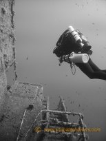 Zenobia wreck diving is perfect for black and white pictures with the megalodon CCR